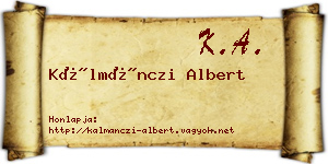 Kálmánczi Albert névjegykártya